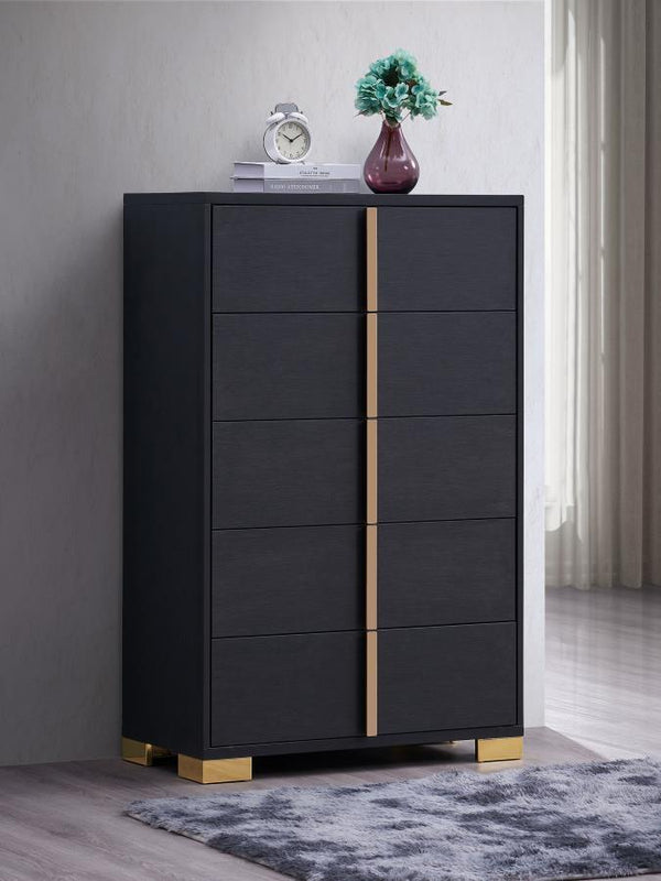  an excellent option for your updated bedroom ensemble. Modern design details produce a chic vertical chest with an Art Deco vibe and tons of storage space. Made of wood produ