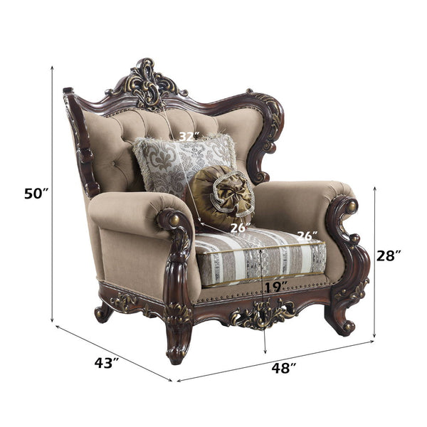 Ragnar - Chair - Light Brown Linen & Cherry Finish