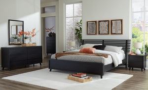 Danziar - 9 Pc. - Dresser, Mirror, Chest, King Slat Panel Bed, 2 Nightstands - Black