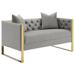 Eastbrook - 2 Piece Velvet Upholstered Tufted Sofa Set - Gray