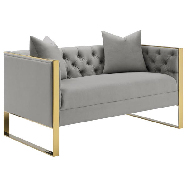 Eastbrook - 2 Piece Velvet Upholstered Tufted Sofa Set - Gray