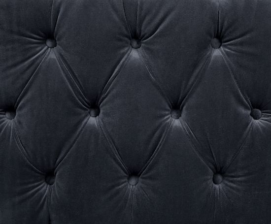 Sophistication meets modern with the Ansario living room collection. The rich blue velvet adds character to any room. Showcasing a square back, high arms, and nail-head trim, feature button tufted accents. The acrylic legs give off a modern vibe to the pi