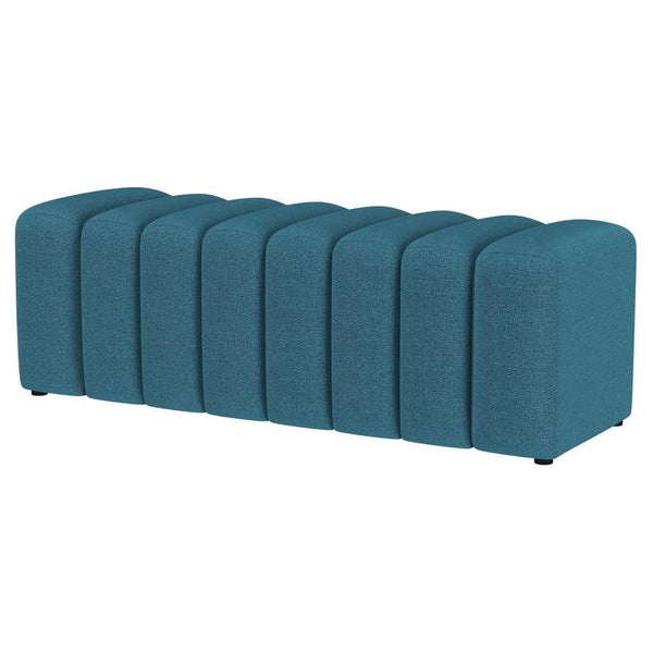 Summer - Fabric Upholstered Tufted Accent Bench - Peacock Blue