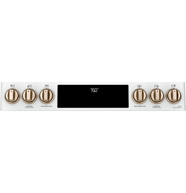 Café™ 30" Smart Slide-In, Front-Control, Gas Double-Oven Range with Convection
