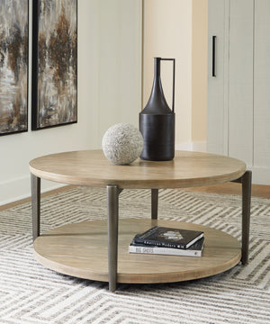  this coffee table turns display space into an art form. The whitish brown wood-tone finish is right on trend