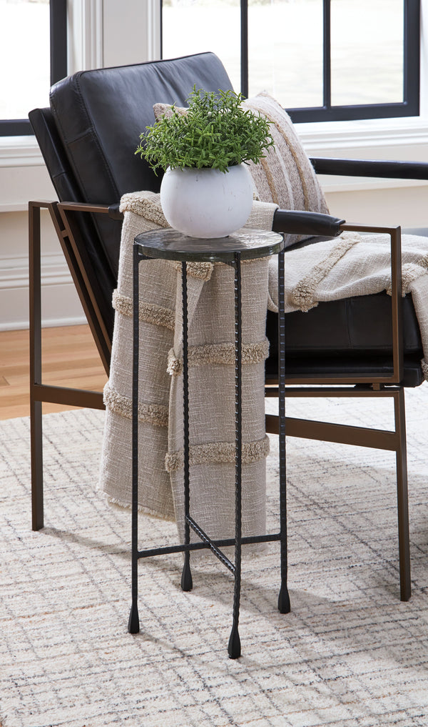  this accent table is ultra-chic next to a sofa or standing alone. Its size is well-suited to narrow spaces