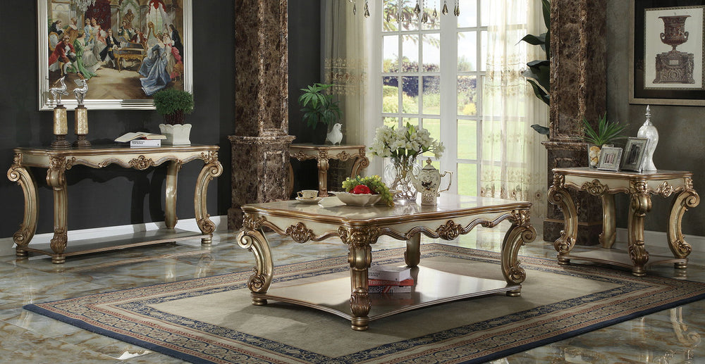 KD, Rectangular Table with Scrolled Leg and Bottom ShelfTop Apron: Scrolled Decor Trim