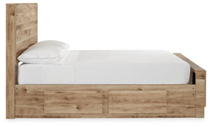 Hyanna - Cama de panel completo con 2 compartimentos laterales - Tan