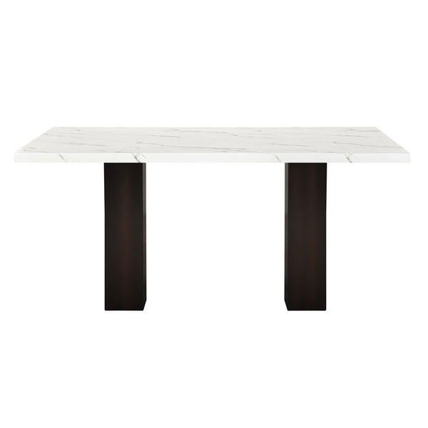 The Faust 2 Piece Adjustable Height Dining Table combines luxurious design with practical functionality, making it a standout addition to any dining area. This set includes a sophisticated white faux marble tabletop and a sturdy black pedestal base. Craft