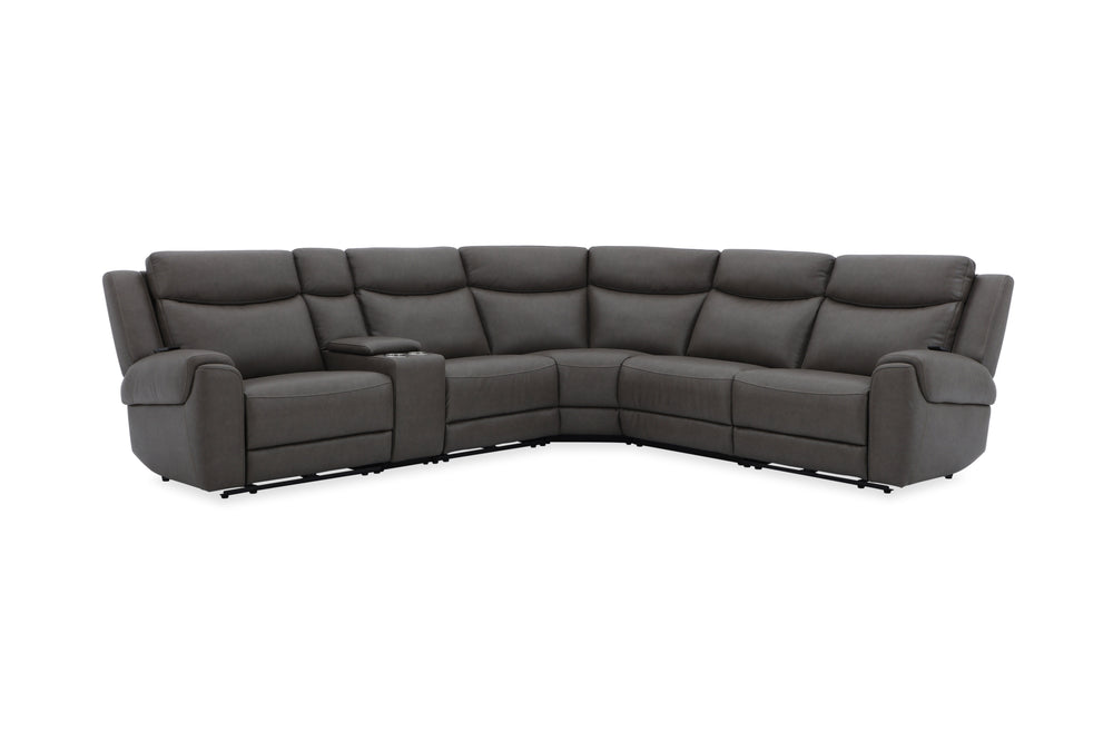 Momentum - Seccional reclinable modular de 6 piezas con reposacabezas eléctricos ajustables - Granito oscuro