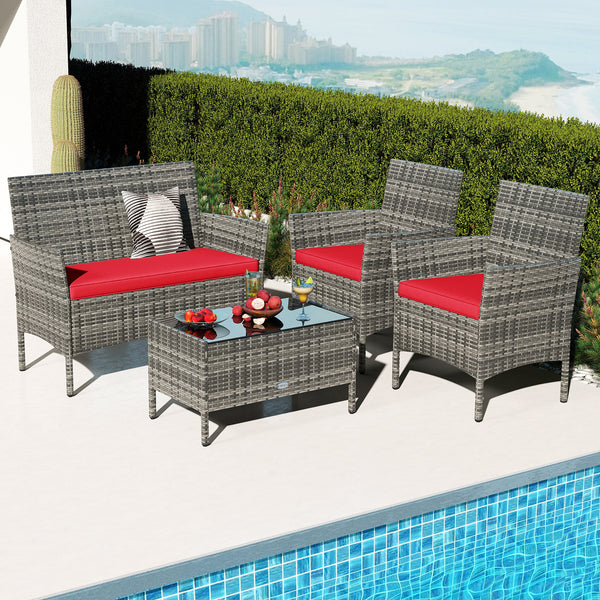 High-grade PE rattan for both elegance and durability<br>Soft seat cushions make chairs more comfortable to sit<br>Ergonomic backrest and armrests make you relaxed<br>Zipper design for easy maintenance of cushion covers<br>Heavy-duty metal frame for high 