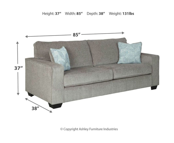  this set in richly neutral alloy is sure to play well with so many color schemes. <h4><b>Altari - Alloy - Sofa</b></h4> <table width=-"100%-"><colgroup><col style=-"