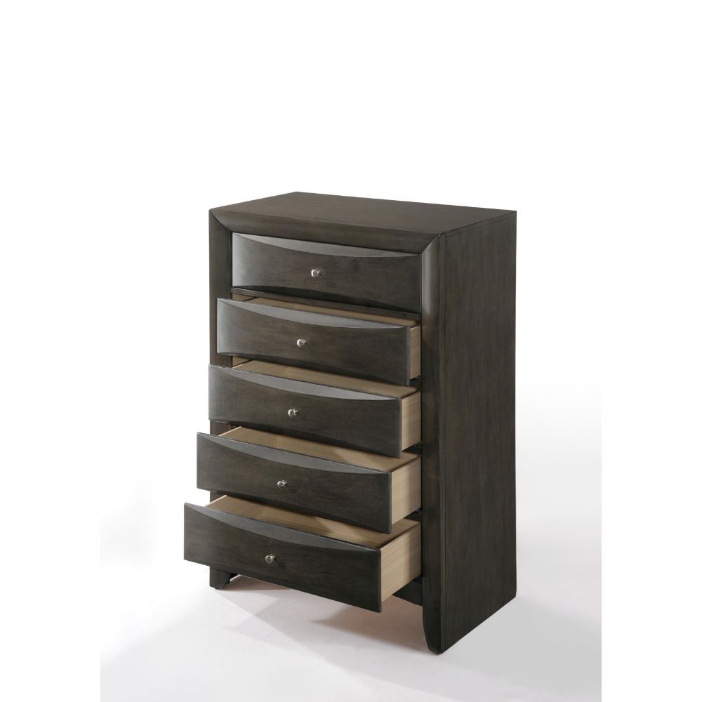 5 Drw Drawer: GLIDE Center Metal, DOVETAIL English Front & Back, FELT-LINED NOT Included (Inside Drawer Unfinished), Hardware: Single Pull Knob Construction: Top Okume Veneer w/Chipboard, Frame w/Wood (Rbw), Drawer Box and Pack Panel w/MDF Drawer Size: 24