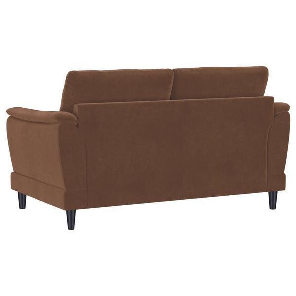 Selma - Velvet Upholstered Crescent Arm Loveseat - Rust