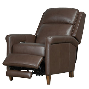  where effortless relaxation meets sophisticated design. This power recliner is upholstered in soft leather with a custom match