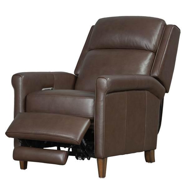  where effortless relaxation meets sophisticated design. This power recliner is upholstered in soft leather with a custom match