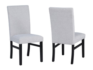 Bring contemporary elegance to your dining area with this stunning dining set, combining sleek design with timeless sophistication. The centerpiece is a striking glass-top table, featuring a sculptural black metal base that adds an artistic flair and a se