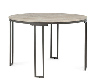 Bring style and comfort to your dining space with this chic and modern set. The round tabletop features a beautiful woodgrain finish, adding warmth and character to any room. Supported by a sturdy metal frame with a sleek, open design, it blends durabilit