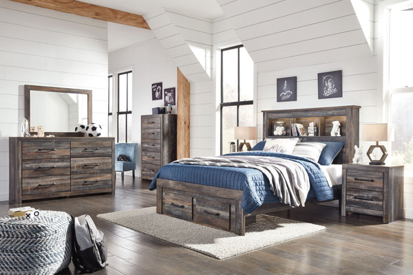  rustic and industrial styles can make one happy marriage. Case in point: this full bookcase bed with storage. A refined take on barn board beauty