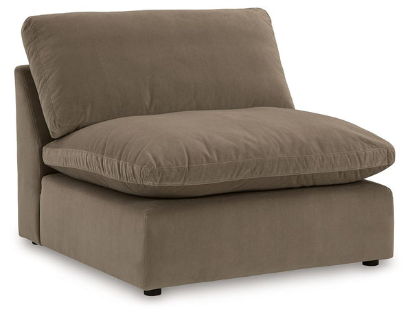 This armless chair is made with polyester upholstery. Fully finished on all sides, it pairs with other items in the series to make a modular sectional.<br><br><b>Additional Dimensions</b><br><ul><li>Seat depth: 28-"</li><li>Seat height: 20-"</li><li>Top o