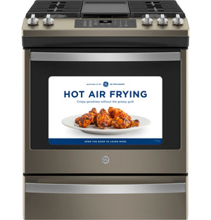 GE® 30" Slide-In Front-Control Convection Gas Range with No Preheat Air Fry