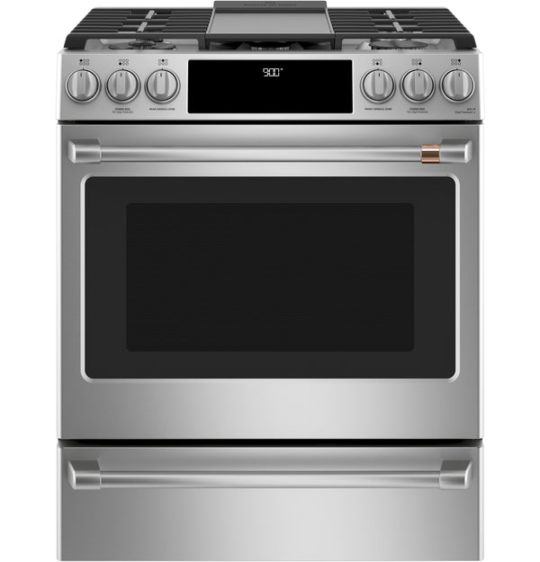 Café™ 30" Smart Slide-In, Front-Control, Dual-Fuel Range with Warming Drawer