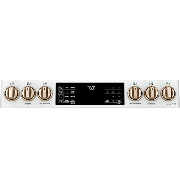 Café™ 30" Smart Slide-In, Front-Control, Gas Double-Oven Range with Convection