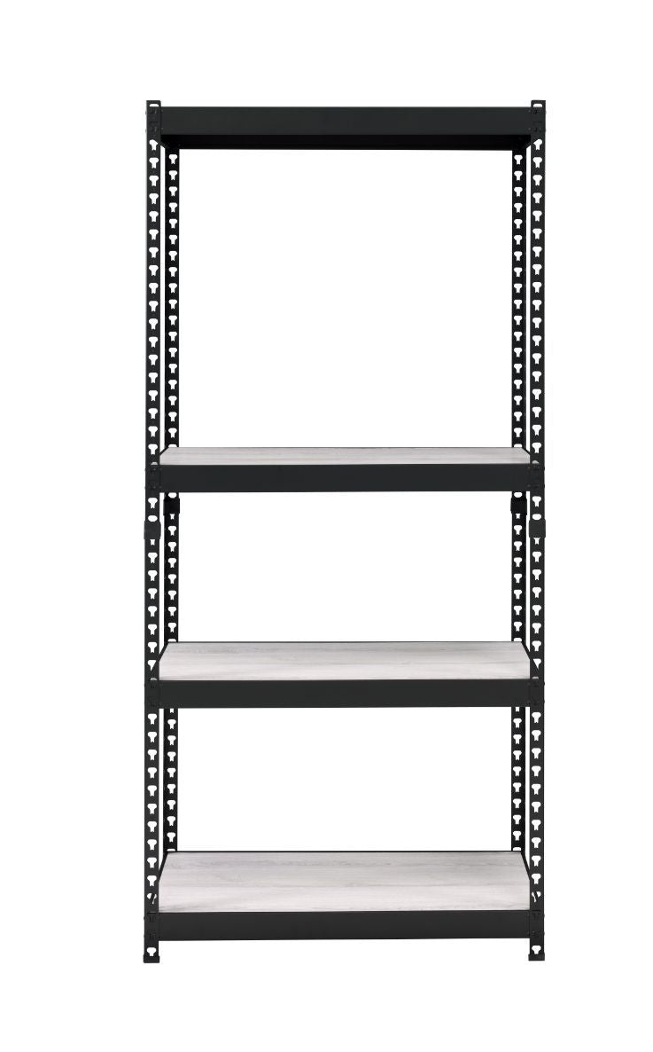 Personfiy your workplace with some bold, clear and strong accessories. The Decmus Bookshelf has a black metal frame with simple hollow out carved patterns for a modern industrial look. It is outfitted with adjustable shelves that allow more flexible use o