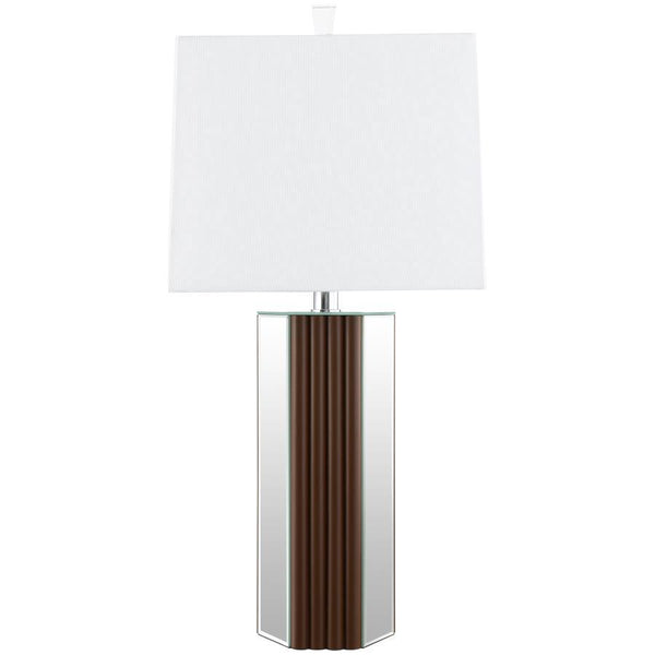 Elena - Square Tapered Mirrored Table Lamp - Brown