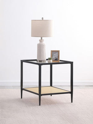  while the recessed clear tempered glass top adds a sophisticated