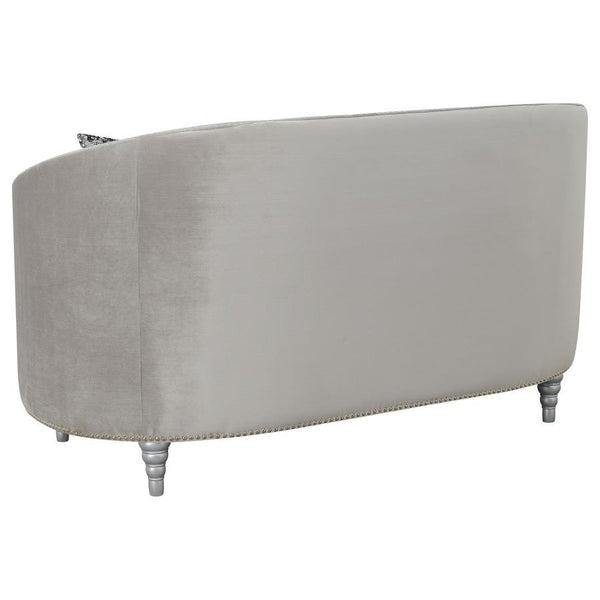 Avonlea - Upholstered Sloped Arm Sofa Velvet - Pearl Silver