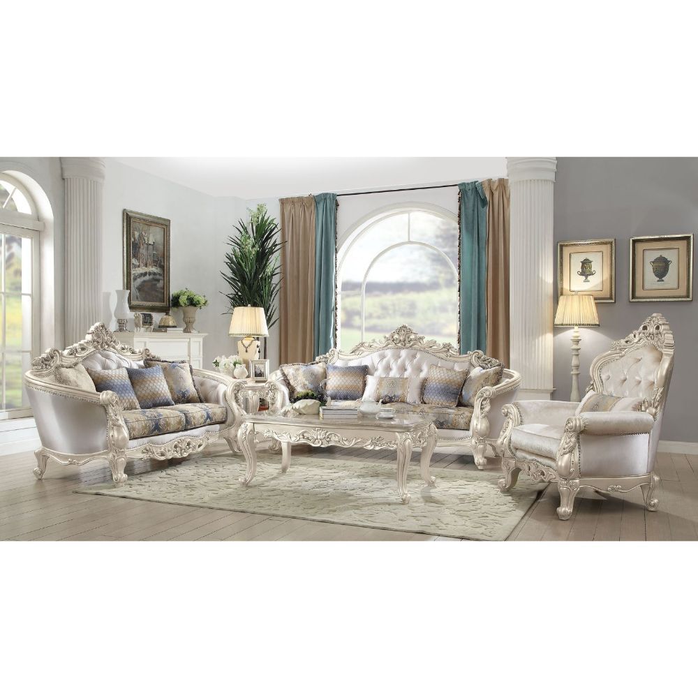 Gorsedd - Sillón con Almohada - Tela y Marfil Dorado