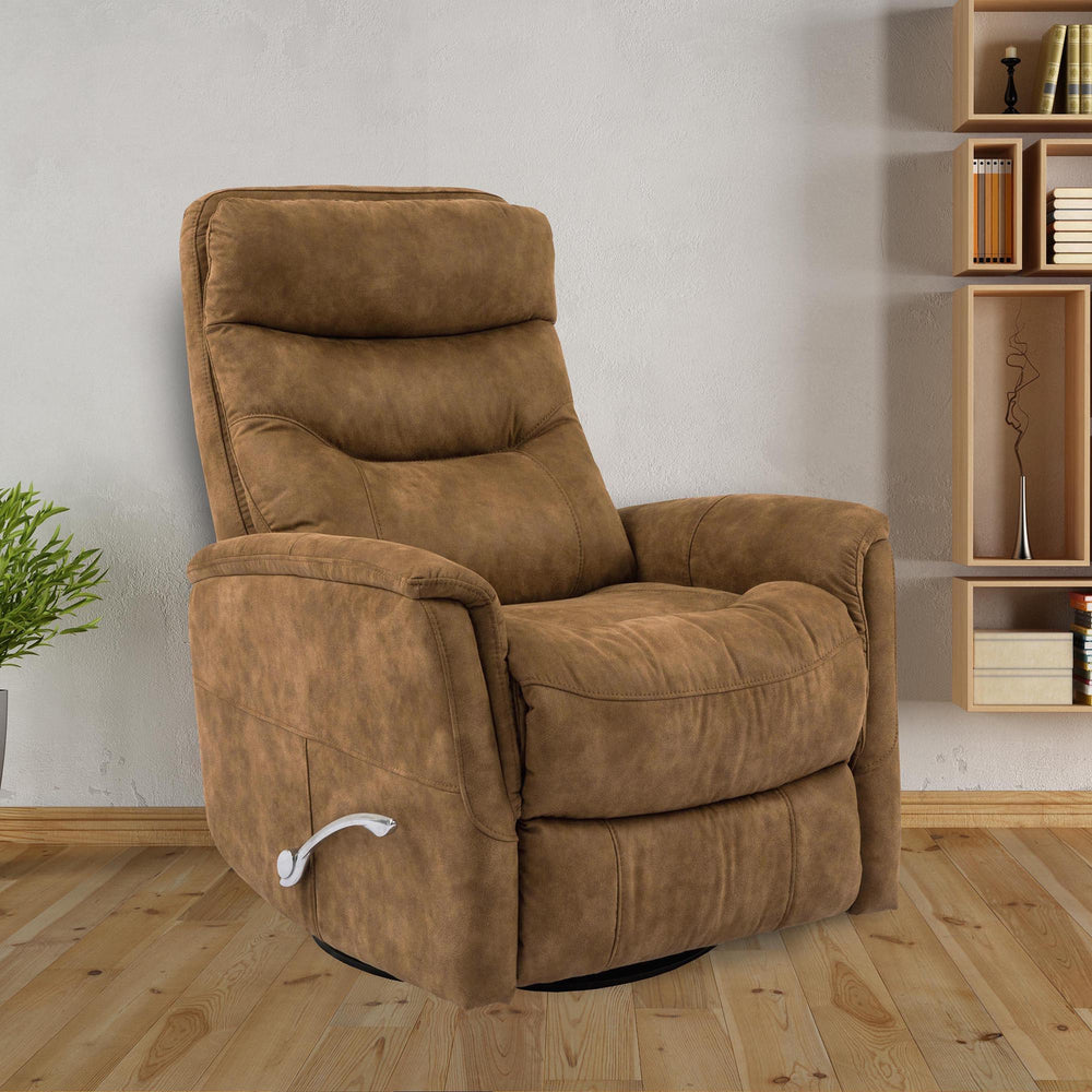 Destined to become your favorite seat in the house, this multifunctional Manual Swivel Glider Recliner is easy to open and close and combines the best of everything. You-'ll be able to swivel to see any angle, glide in a soothing motion, and recline for u