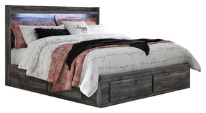 Baystorm - Gray - King Panel Bed With 4 Storage Drawers - 10 Pc. - Dresser