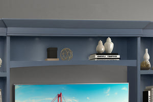 Americana Modern - Denim 92 In. TV Console with Hutch and LED Lights