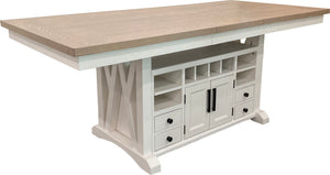 Americana Modern Dining Island Counter Height Table with 8 upholstered chairs