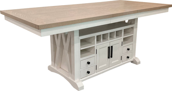 Americana Modern Dining Island Counter Height Table with 8 upholstered chairs