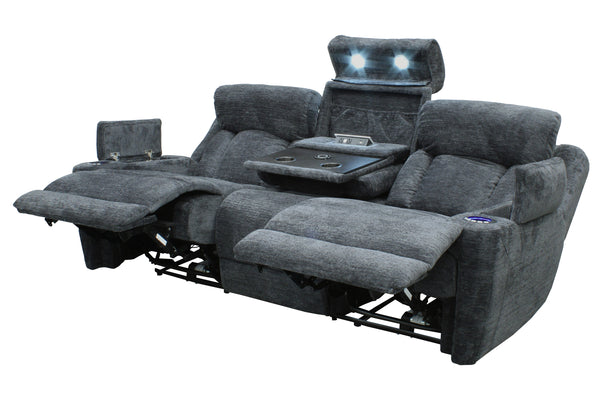 Dalton - Lucky Charcoal Power Reclining Sofa with Drop Down Console
