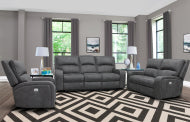 Polaris - Slate Power Reclining Sofa Loveseat and Recliner
