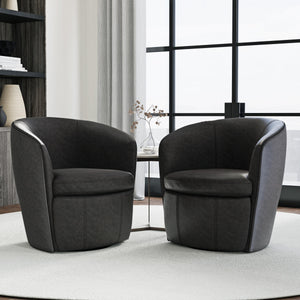 Barolo - Vintage Slate 100% Italian Leather Swivel Club Chair