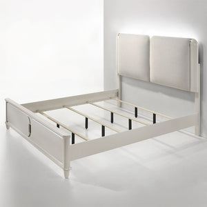 Step into a realm of elegance with the Laveda bedroom set, where light gray boucle meets a pearl white finish for an exquisite blend of sophistication and serenity. The clean lines and contemporary design create a harmonious balance, perfect for modern in