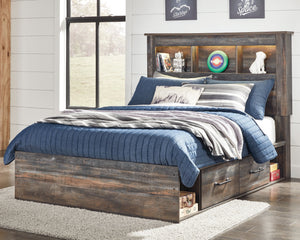  rustic and industrial styles can make one happy marriage. Case in point: this full bookcase bed with storage. A refined take on barn board beauty
