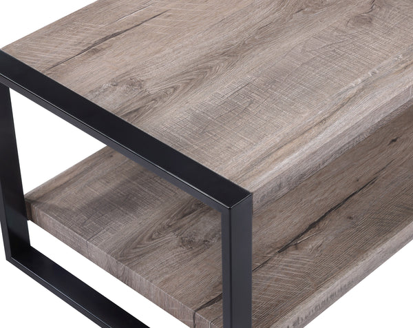  perfect for the contemporary home. Featuring a striking combination of weathered wood and sleek black metal finishes