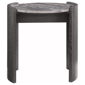 Gladstone - Round Faux Marble Top End Table - Distressed Gray