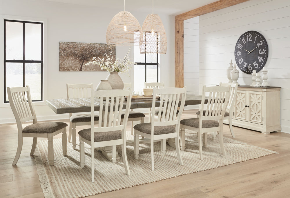 Whether your style is farmhouse fresh, shabby chic or country cottage, you-'ll find the Bolanburg dining room group works on so many levels. This group offers twice the character and twice the appeal. An extension leaf makes it easy to comfortably add mor