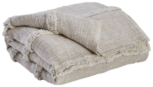 Who knew stone cold perfection could be so cozy? The marvelously muted hue and stripe design of this throw makes for a charming look draped over a chair. Its cotton construction keeps you wrapped in warmth while watching TV.<br/><br/><b>Product Features</