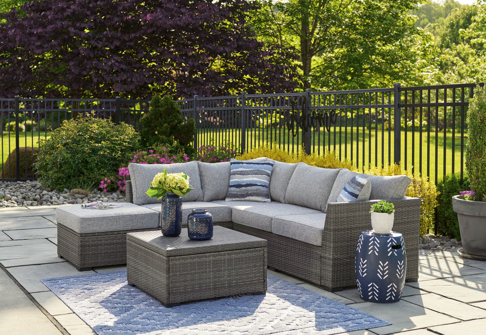 Effortlessly revamp your outdoor space into a sweet retreat with this seating set. High style crafted for low-maintenance living, the decidedly clean and contemporary ensemble entices in an easy-breezy gray for an upscale aesthetic thatâ€™s downright dura