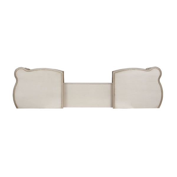  Mirror & Stool</li><li>Raised Scrolled-Floral Moldings with Brushed Finish</li><li>Storage: Vanity Desk w/Drawe