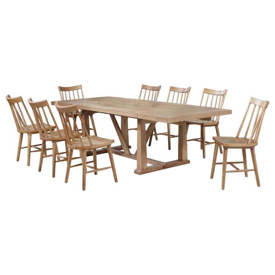 Extension dining table expands up to 106 inches for flexible seating options<h4><b>Middleton - 106" Extension Leaf Dining Table - Natural Brown</b></h4> <table width="100%"><colgroup><col style="width: 30%"> <col style="width: 70%"> </colgroup> <tbody> <t