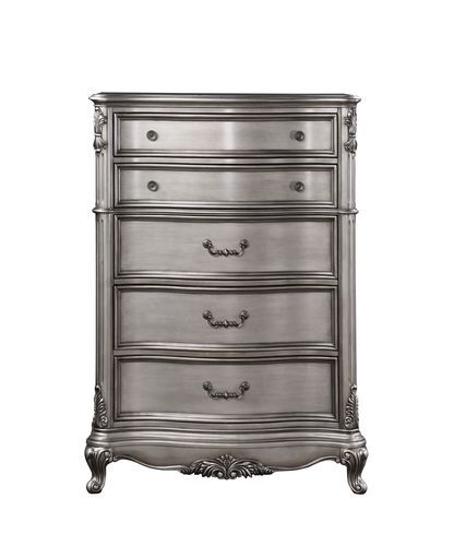 Create the feel of a European chateau in your bedroom with the Ausonia collection. Gathering inspiration from vintage Rococo design, featuring intricate carvings that embody the period. The wingback headboard is a classic design is accented with crystal-l